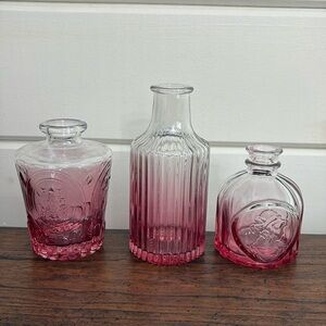 (3) Mini Glass Vases - Gradient Pink